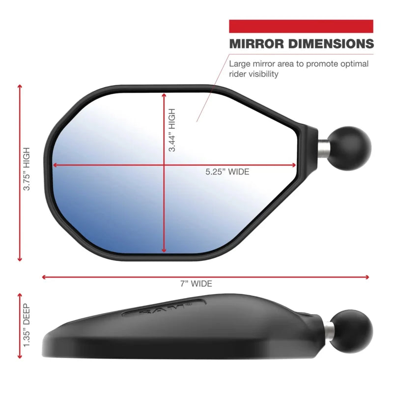Rétroviseur de liaison RAM Tough-Mirror avec boule