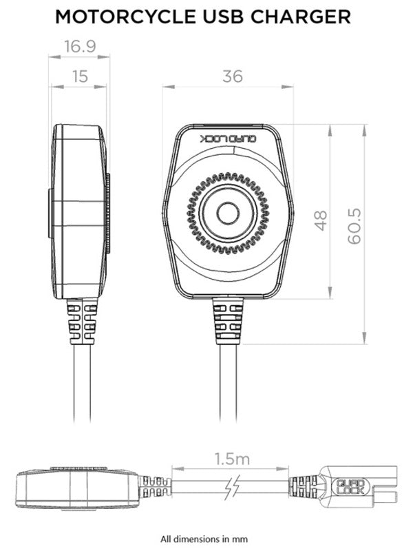 Support moto Quad Lock pour adaptateur à boule de 1" RAM