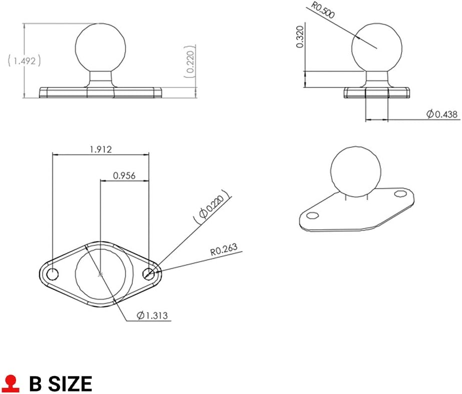 RAM Mount diamantbasis met 1 inch kogel - RAM-B-238U