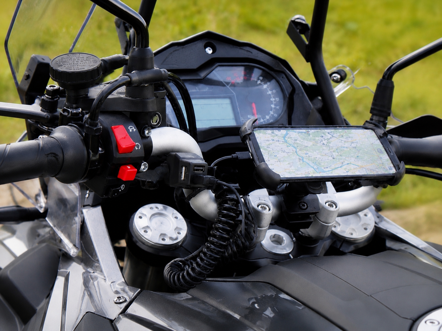 Lampa Spiraalkabel Micro USB Oplaadkabel voor Motor & Scooter – 1 Meter