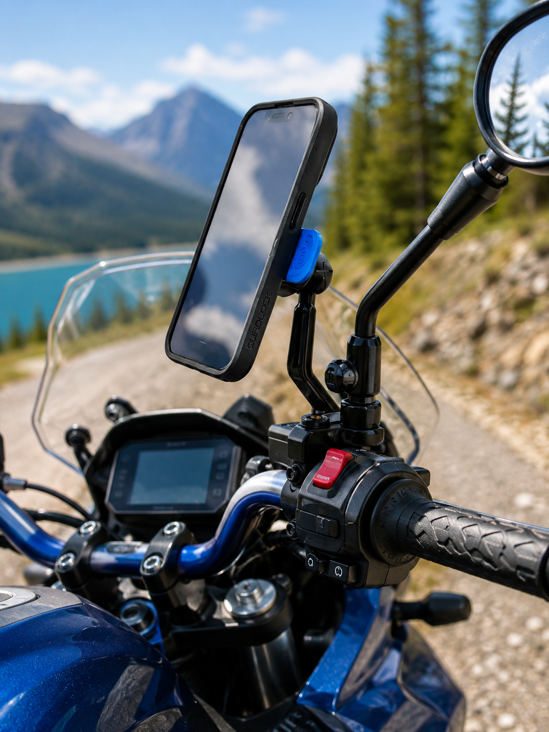 MAG Quad Lock Mirror Stem Mount bundel met MAG iPhone hoesje voor scooter & motor